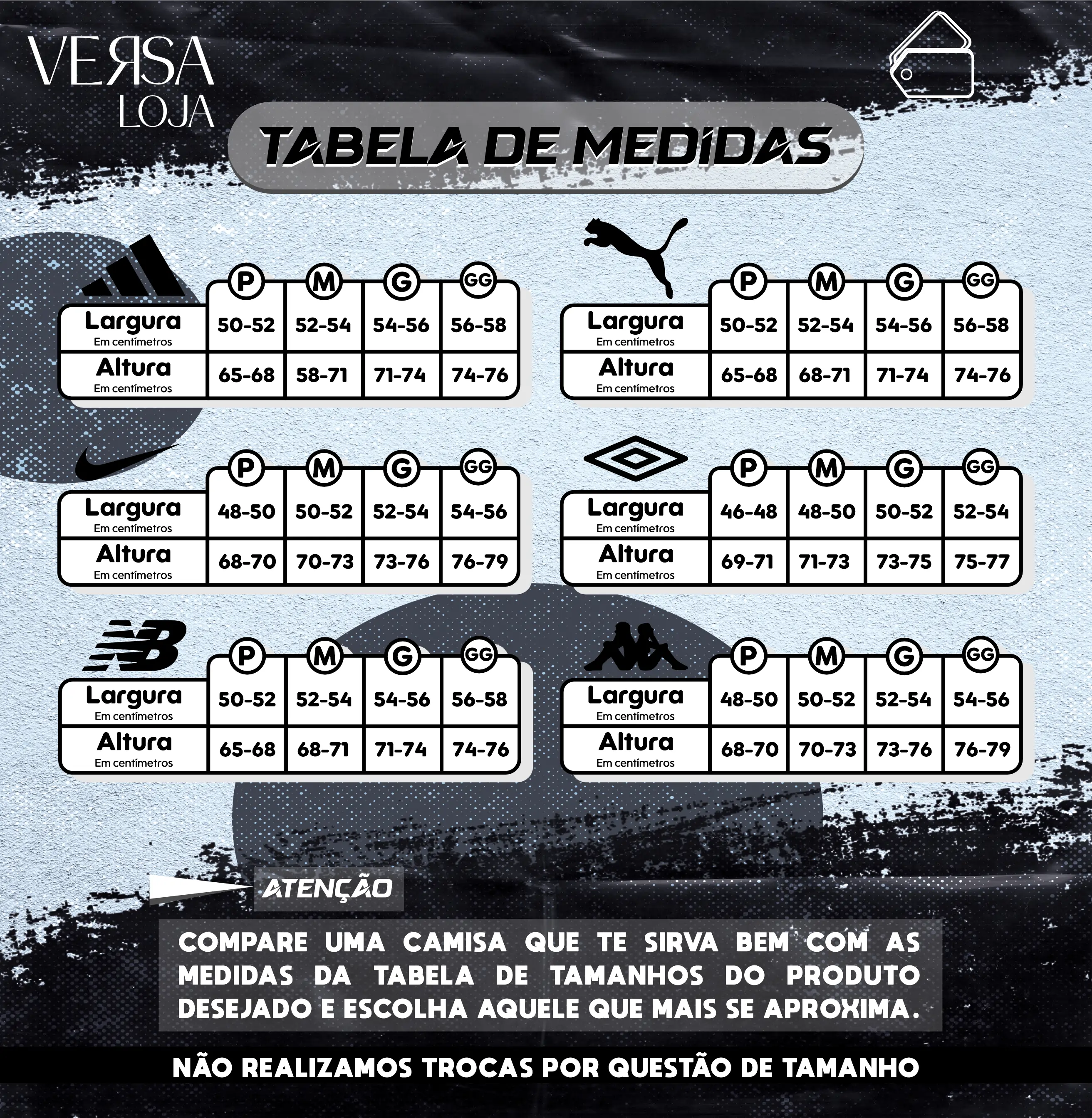 Guia de tamanhos